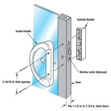 Prime-Line C 1224 Door Pull, 3-1/2 in W, 1-7/8 in D, Aluminum, Painted