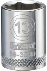 DEWALT DWMT86308OSP Drive Hand Socket, 13 mm Socket, 3/8 in Drive, 6-Point, Steel, Polished Chrome Vanadium