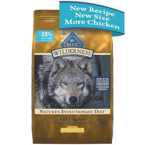 Blue Buffalo Wilderness Adult Chicken Dry Dog Food Grain Free 24 lb