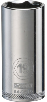 DEWALT DWMT94961OSP Drive Hand Socket, 19 mm Socket, 3/8 in Drive, 6-Point, Steel, Polished Chrome Vanadium