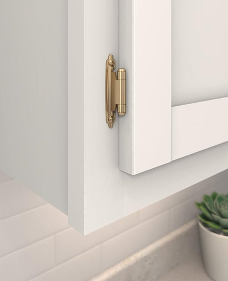Amerock BPR3428CZ Cabinet Hinge, 105 deg Hinge Opening, 3/8 in Inset, Self-Closing Close, Champagne Bronze
