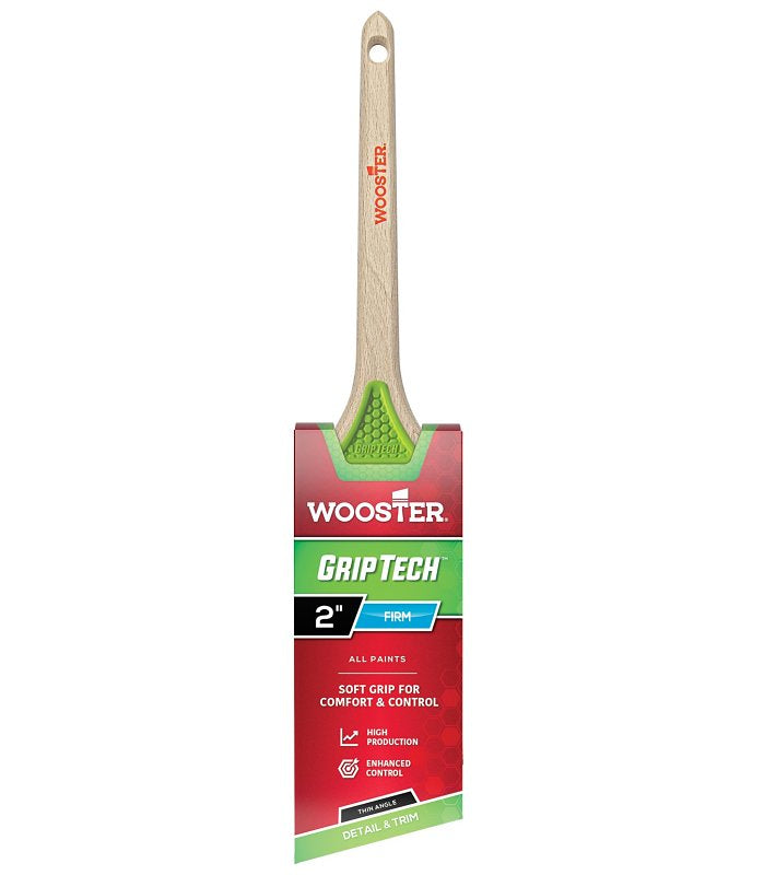 Wooster GripTech Series 5400-2 Paint Brush, 2 in W, Thin Angle Brush, 2-7/16 in L Bristle, Polyester Bristle