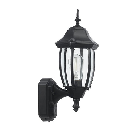 globe Ashford 60000002 Motion-Sensing Wall Lantern, LED Lamp, Black Fixture, Matte Black Fixture, Pack of 2