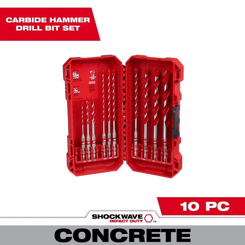 Milwaukee SHOCKWAVE Impact Duty Series 48-20-9058 Drill Bit Set, 10-Piece, Carbide