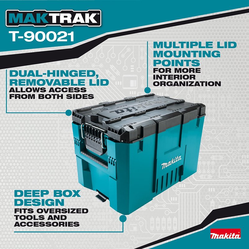Makita MAKTRAK T-90021 Extra-Large Extension Tool Box, 3569 cu-in, Copolymer/Resin, Teal