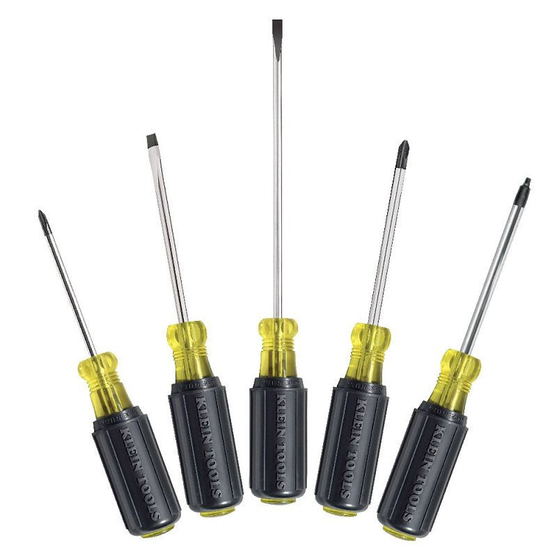Klein Tools 85445 Screwdriver Set, 5-Piece, Steel, Chrome-Plated, Black/Red