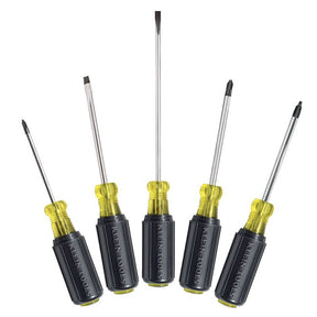 Klein Tools 85445 Screwdriver Set, 5-Piece, Steel, Chrome-Plated, Black/Red