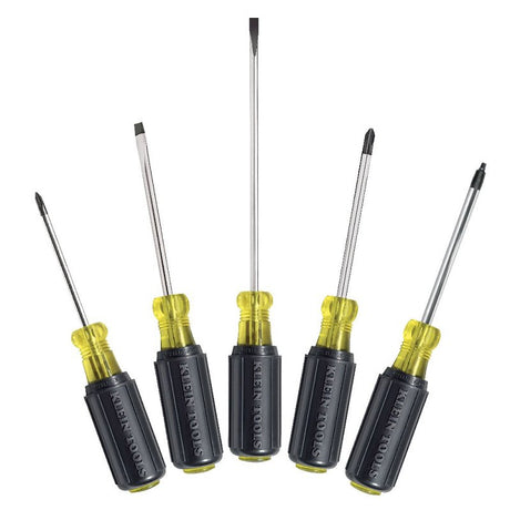 Klein Tools 85445 Screwdriver Set, 5-Piece, Steel, Chrome-Plated, Black/Red