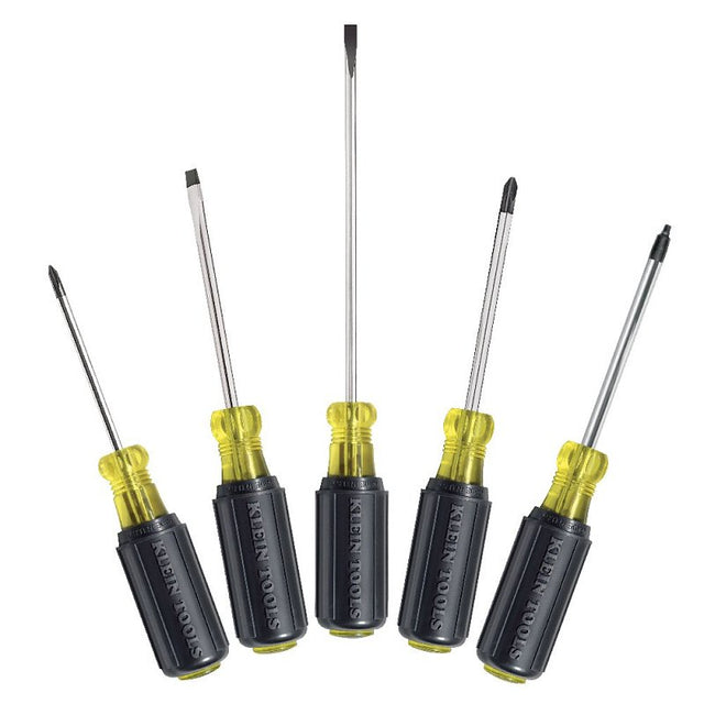 Klein Tools 85445 Screwdriver Set, 5-Piece, Steel, Chrome-Plated, Black/Red