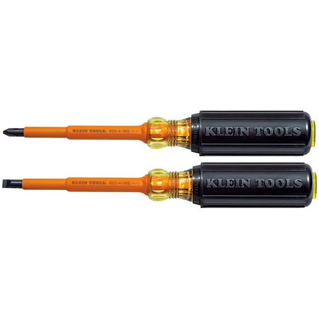 Klein Tools 33532-INS Screwdriver Set, 2-Piece, Plastic/Steel, Black, Specifications: 4 in L Shank, 1000 V Voltage