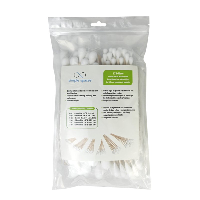 Simple Spaces CAS003 Swab Assortment, Birch/Cotton, 175 Piece, Pack of 6