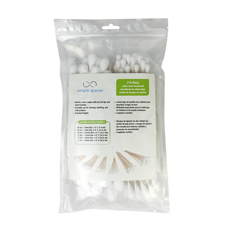 Simple Spaces CAS003 Swab Assortment, Birch/Cotton, 175 Piece, Pack of 6