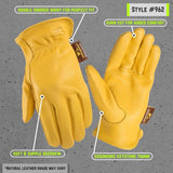 Wells Lamont 962-XL Gloves, Men's, XL, Keystone Thumb, Deerskin Leather, Gold/Yellow