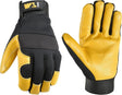 Wells Lamont 3280-XL Gloves, Men's, XL, Reinforced Thumb, Adjustable Wrist, Hook and Loop Cuff, Black/Gold/Yellow