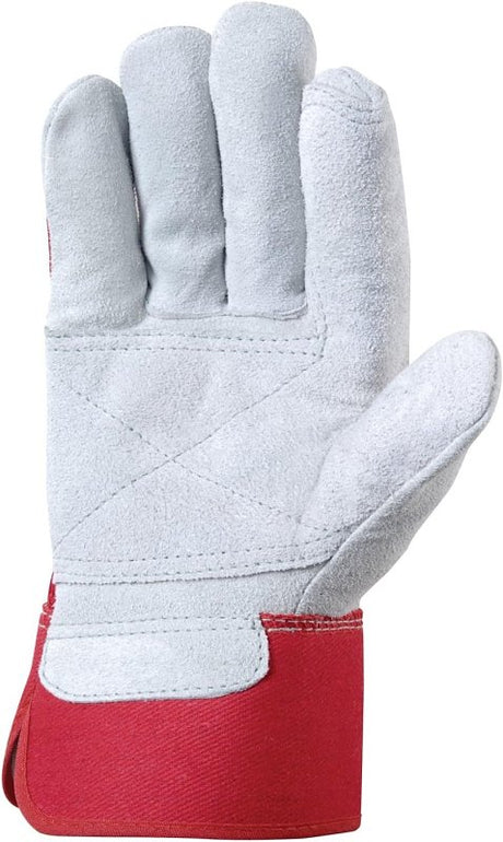 Wells Lamont 4050-XL Heavy-Duty Work Gloves, Men's, XL, 10 to 10-1/2 in L, Cowhide Leather, Gray/Orange/Red