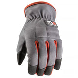 Wells Lamont 7862-XL Gloves, Men's, XL, Adjustable Wrist, Open, Shirred Elastic Wrist Cuff, Black/Gray