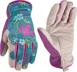 Wells Lamont 7753-L Gloves, High-Dexterity, Slip-On, Women's, L, Elastic Cuff, Leather/Spandex/Terry cloth, Multi-Color
