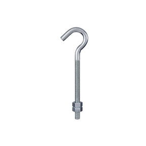 National Hardware N100-393 Hook/J-Bolt, 5/16-18 Thread, 3-1/4 in L Thread, 5 in L, Steel, Zinc-Plated, Pack of 10