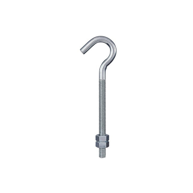 National Hardware N100-393 Hook/J-Bolt, 5/16-18 Thread, 3-1/4 in L Thread, 5 in L, Steel, Zinc-Plated, Pack of 10