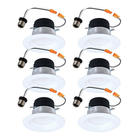 Halo LT4 Series LT4069FS1EWHR6PK Downlight, 8 W, 120 V, LED Lamp, Plastic, Matte