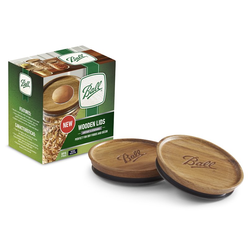 Ball 2141326 Lid, Wide Mouth, Acacia Wood, 3/PK