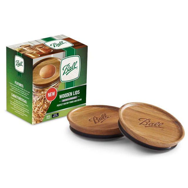 Ball 2141326 Lid, Wide Mouth, Acacia Wood, 3/PK
