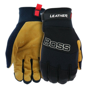 Boss Performance Series B51364-L Work Gloves, L, 8 to 8-3/8 in L, Reinforced Thumb, Slip-On, Spandex, Black