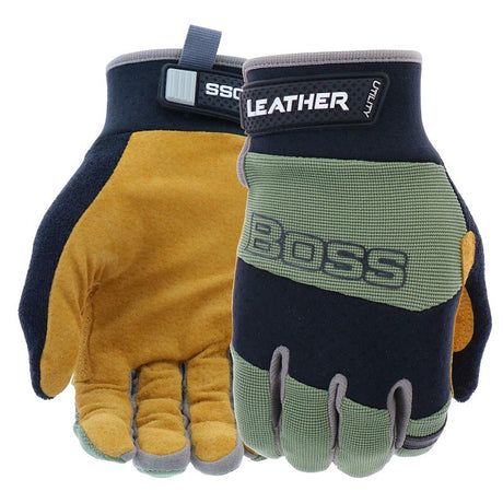 Boss Performance Series B51374-WML Work Gloves, Women's, M/L, 7-1/8 to 8-3/8 in L, Reinforced Thumb, Comfort Cuff, Green