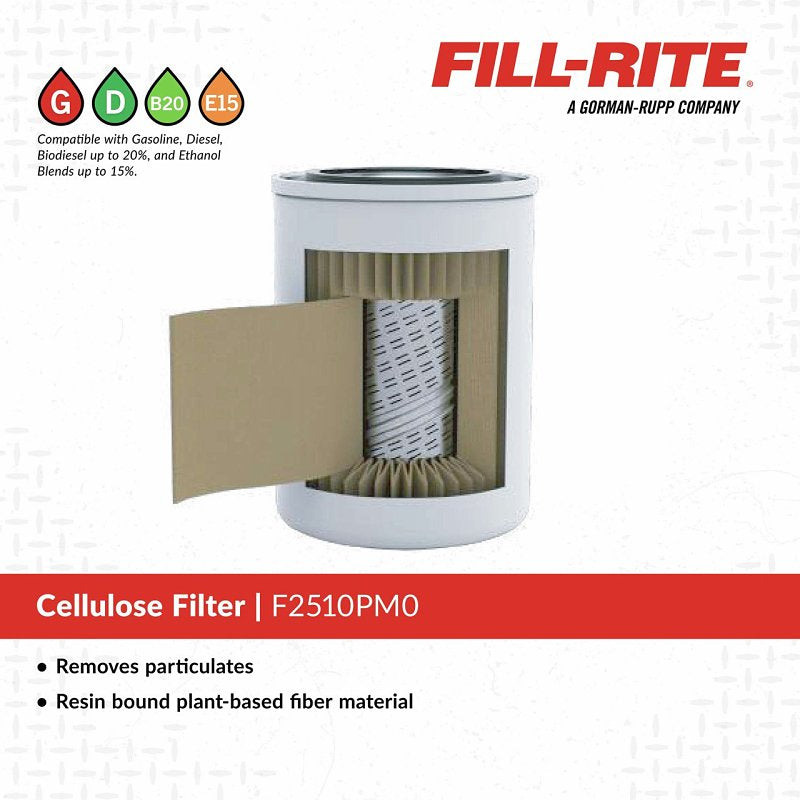 Fill-Rite F2510PM0 Filter, Fiber, White, For: Fill-Rite 1200KTG9075 and 1200KTG9100 Filter Heads