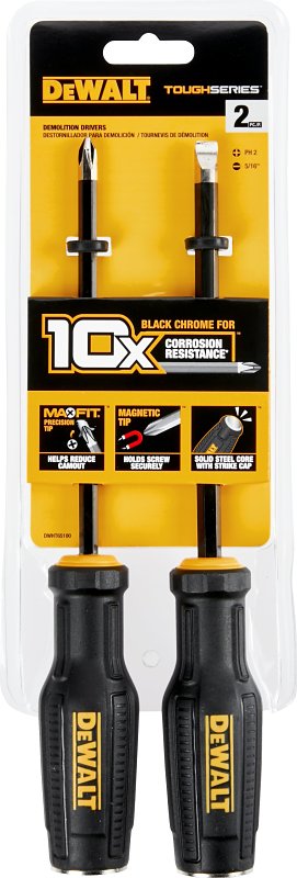 DEWALT TOUGHSeries DWHT65100 Demo Screwdriver Set, 2-Piece, Steel, Chrome, Black