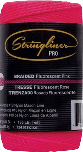 Stringliner 35162 Construction Line, #18 Dia, 250 ft L, 0.25 lb Working Load, Nylon, Fluorescent Pink