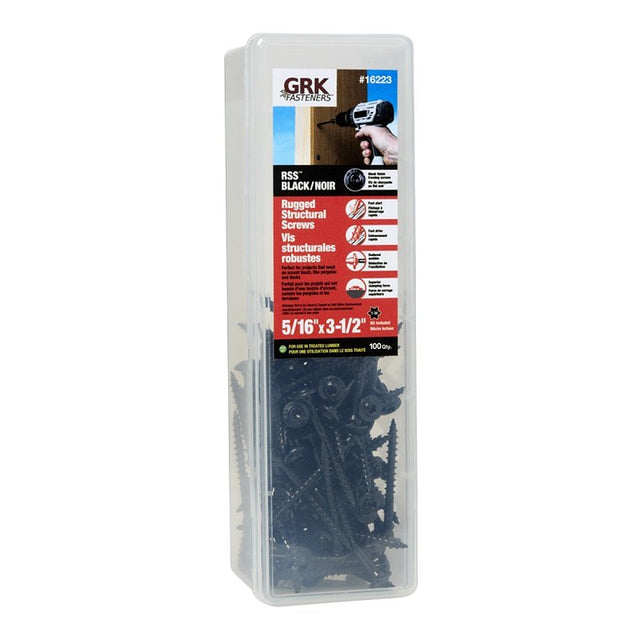 GRK Fasteners RSS 16223 Rugged Structural Screw, 5/16 in Thread, 3-1/2 in L, CEE, W-Cut Thread, Round Washer Head, Steel