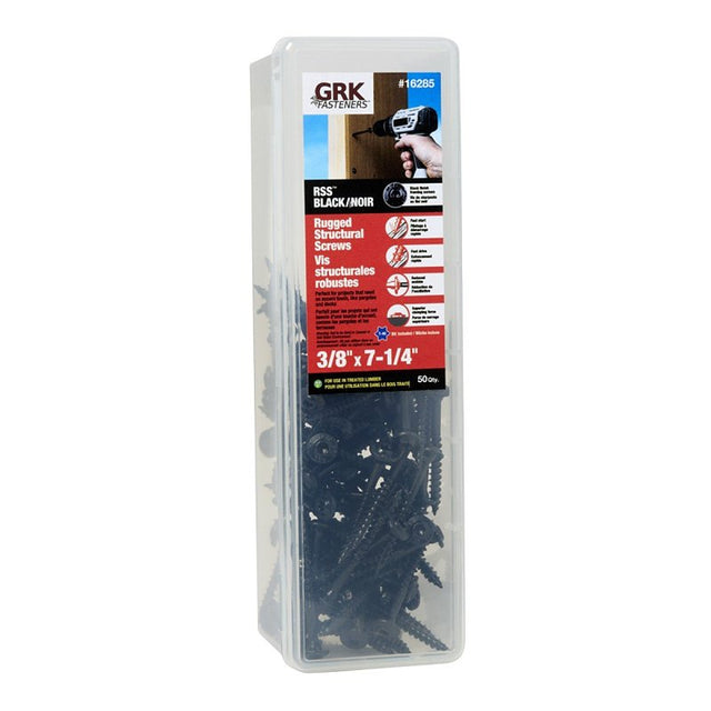 GRK Fasteners RSS 16285 Rugged Structural Screw, 3/8 in Thread, 7-1/4 in L, CEE, W-Cut Thread, Round Washer Head, Steel
