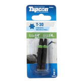 Tapcon 28001C Driver Bit, T30 Drive, Star, Torx Drive, 0.19 in Shank, Hex Shank, 2 in L, Steel