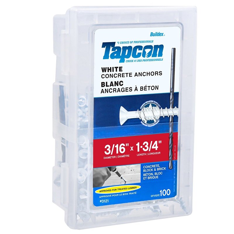 Tapcon Ultrashield 3121 Concrete Anchor, 3/16 in Dia, 1-3/4 in L