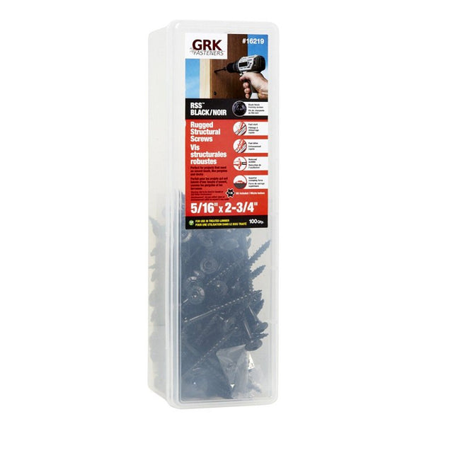 GRK Fasteners RSS 16219 Rugged Structural Screw, 5/16 in Thread, 2-3/4 in L, CEE, W-Cut Thread, Round Washer Head, Steel