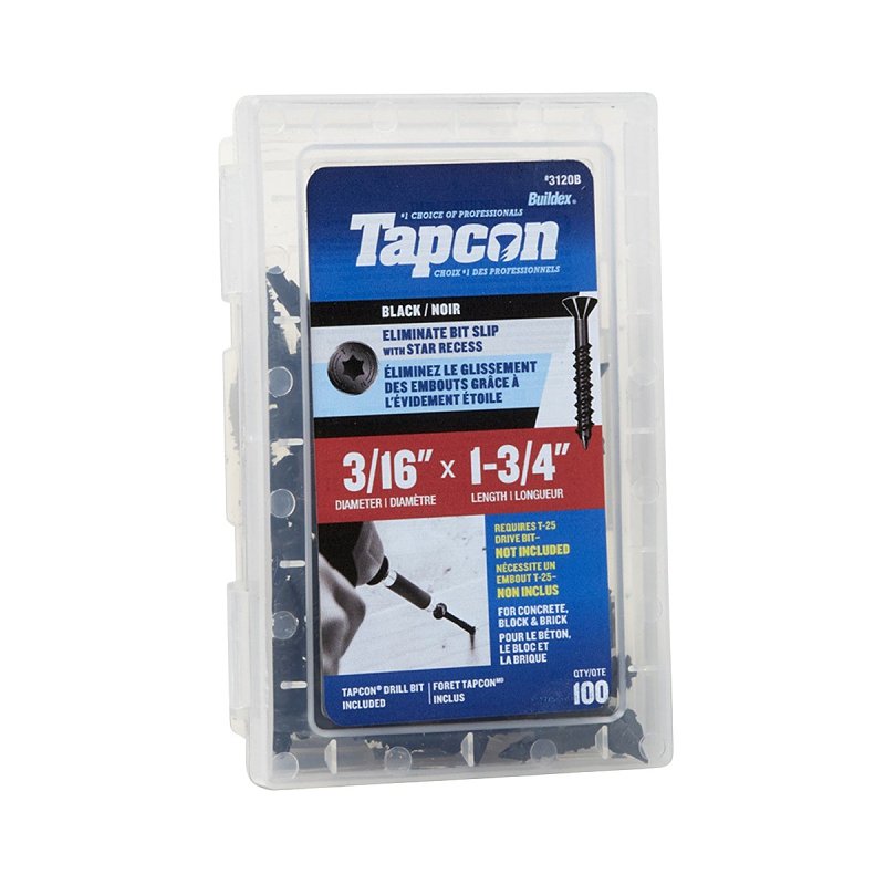 Tapcon 3120B Concrete Anchor, 3/16 in Dia, 1-3/4 in L, Steel