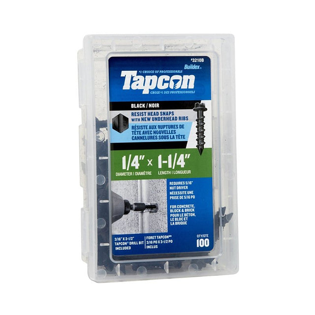 Tapcon 3210B Concrete Anchor, 1/4 in Dia, 1-1/4 in L, Steel