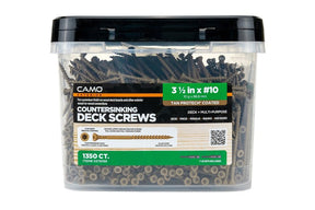 Camo 0376199 Deck Screw, #10 Thread, 3-1/2 in L, Coarse Thread, Flat Head, Star Drive, Type 17 Slash Point, Carbon Steel