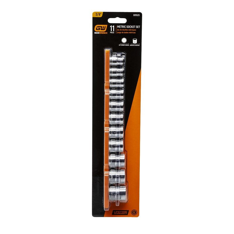 GearWrench 80552 Standard Socket Set, Alloy Steel, Full Polish Chrome