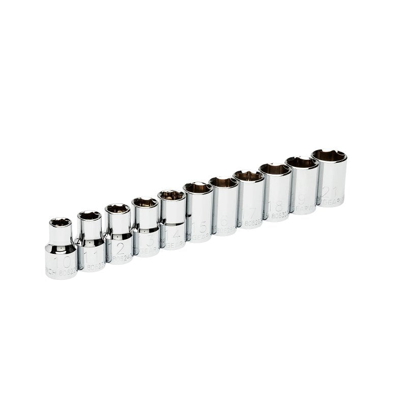 GearWrench 80702 Standard Socket Set, Alloy Steel, Full Polish Chrome