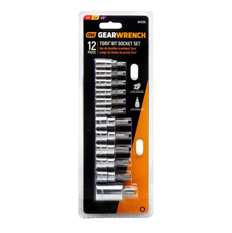 GearWrench 80723 Socket Set, 13-Piece, Steel, Black-Oxide/Full Polish Chrome
