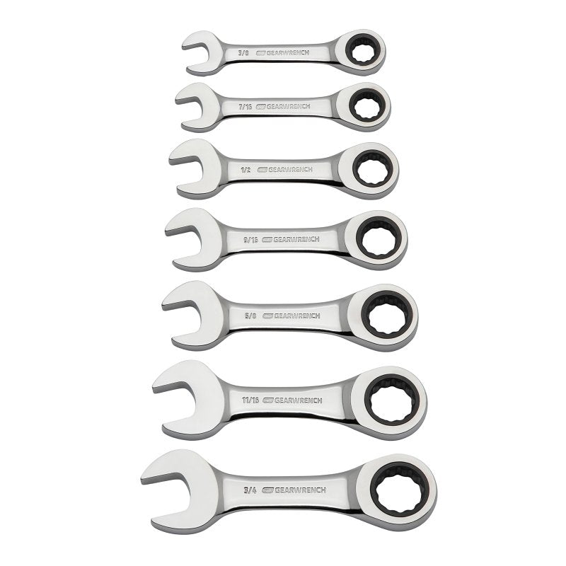 GearWrench 9507D Ratcheting Wrench Set, 7-Piece, Alloy Steel, Full Polish Chrome