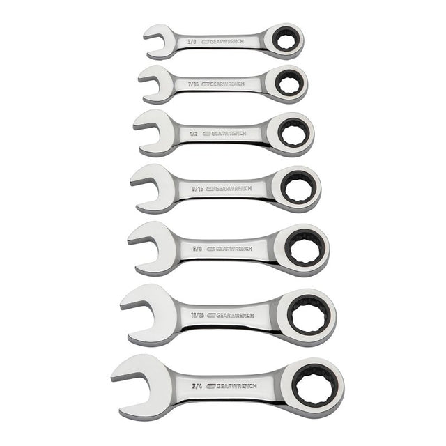 GearWrench 9507D Ratcheting Wrench Set, 7-Piece, Alloy Steel, Full Polish Chrome