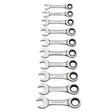 GearWrench 9520D Ratcheting Wrench Set, 10-Piece, Alloy Steel, Full Polish Chrome