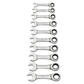 GearWrench 9520D Ratcheting Wrench Set, 10-Piece, Alloy Steel, Full Polish Chrome