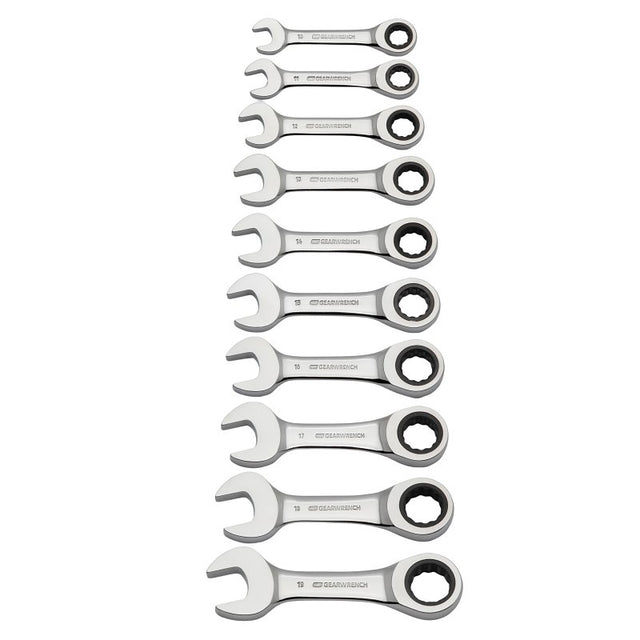 GearWrench 9520D Ratcheting Wrench Set, 10-Piece, Alloy Steel, Full Polish Chrome