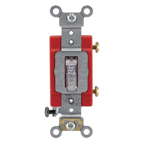 Leviton R57-01221-0LC Industrial Illuminated Toggle Switch, 20 A, 277 V, Nylon Housing Material, Clear
