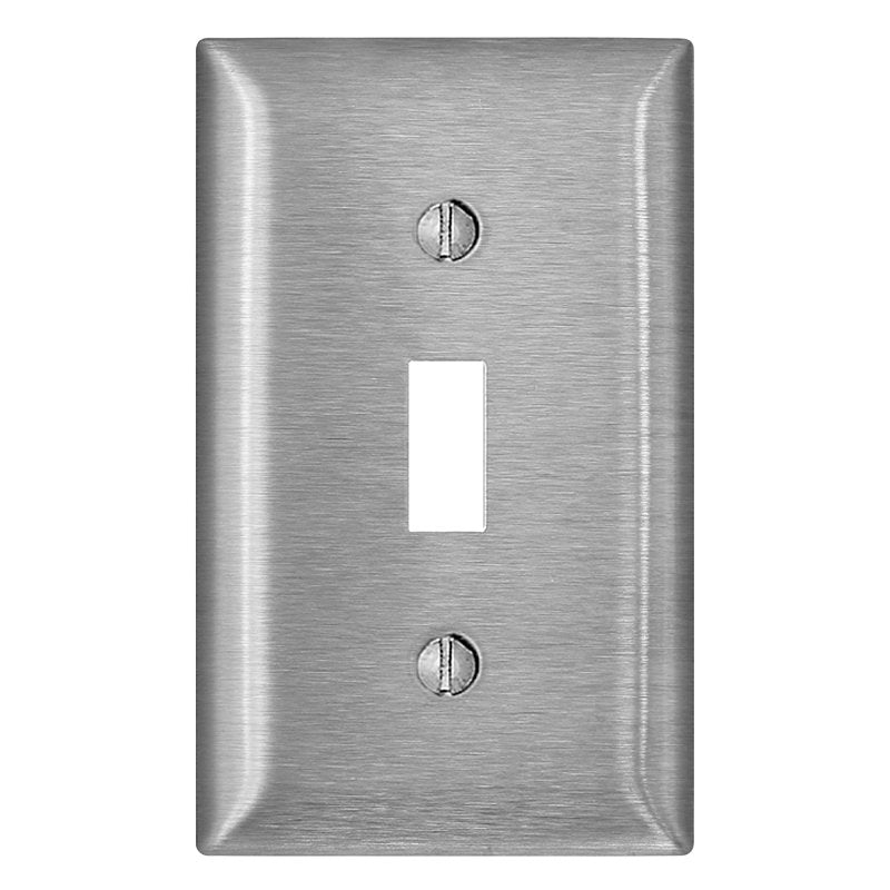 Leviton C Series SL1 Switch Wallplate, 4.54 in L, 2.79 in W, 1-Gang, Stainless Steel, Stainless Steel