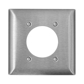 Leviton C Series SL703 Opening Wallplate, 4.54 in L, 4.6 in W, Standard, 2-Gang, 430 Stainless Steel, Silver